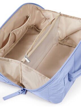 Puffy Open Flat Travel Makeup Bag Toiletry Bag for Women, Purple